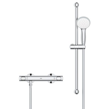 GROHE Precision Flow termostatinis dušo maišytuvas su Vitalio Go rankiniu dušeliu, stovu ir žarna, chromas 34805000
