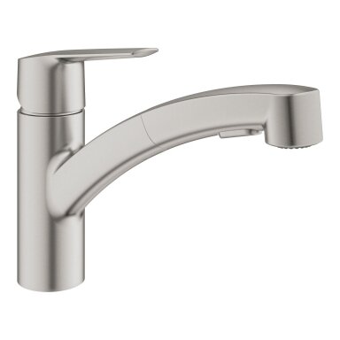 GROHE QuickFix Start plautuvės maišytuvas su ištraukiamu dušeliu, nerūdijantis plienas 30531DC1 GROHE QuickFix Start plautuvės maišytuvas su ištraukiamu dušeliu, nerūdijantis plienas 30531DC1