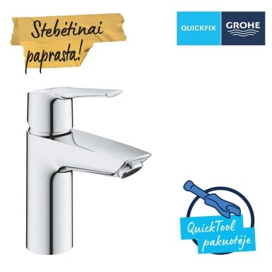 GROHE QuickFix Start praustuvo maišytuvas, S dydžio, pop-up dugno vožtuvu, chromas 23550002