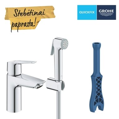 GROHE QuickFix Start praustuvo maišytuvas su bidete, S dydžio, vandenį taupantis, chromas 23123003