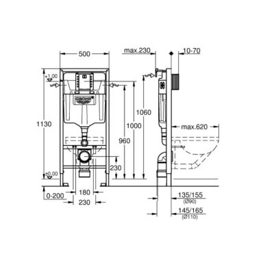 Grohe Rapid SL potinkinis rėmas su laikikliais, pritaikytas sumažintiems mygtukams, 39750001 Grohe Rapid SL potinkinis rėmas su laikikliais, pritaikytas sumažintiems mygtukams, 39750001