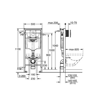 Grohe Rapid SL potinkinis rėmo komplektas su chromuotu mygtuku Grohe Rapid SL potinkinis rėmo komplektas su chromuotu mygtuku