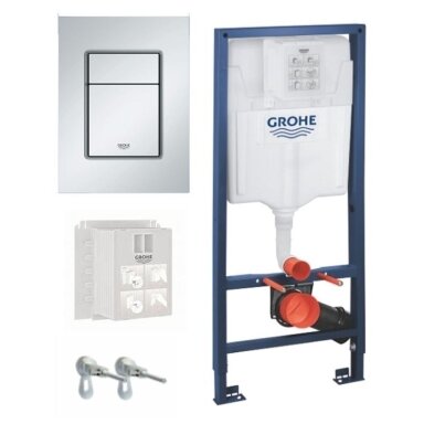 Grohe Rapid SL wc rėmo komplektas su klavišu Skate Cosmo S chromas, su laikikliais, 500x130 mm, h=1130 mm Grohe Rapid SL wc rėmo komplektas su klavišu Skate Cosmo S chromas, su laikikliais, 500x130 mm, h=1130 mm
