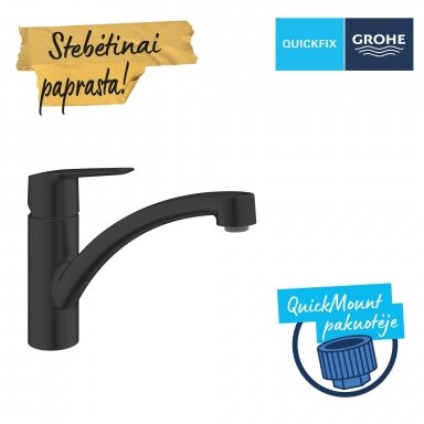 GROHE Start QuickFix plautuvės maišytuvas, žemu snapu, 140° sukiojimo kampas, juodas matinis 324412432 GROHE Start QuickFix plautuvės maišytuvas, žemu snapu, 140° sukiojimo kampas, juodas matinis 324412432