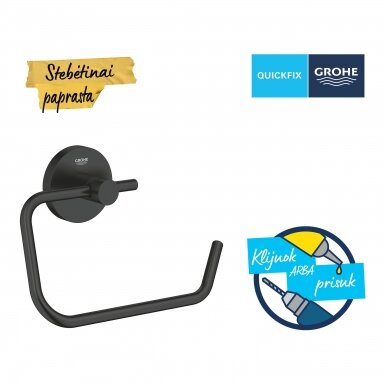 GROHE Start QuickFix WC popieriaus laikiklis, juodas matinis 412002430 GROHE Start QuickFix WC popieriaus laikiklis, juodas matinis 412002430