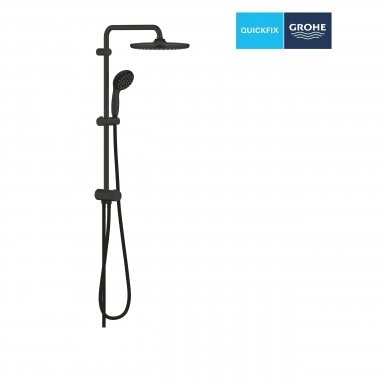 GROHE Vitalio Start 250 Flex dušo sistema, apvali 250mm 2-srovių dušo galva ir 100mm rankinis dušas, vandenį taupanti, juoda matinė 266802430 GROHE Vitalio Start 250 Flex dušo sistema, apvali 250mm 2-srovių dušo galva ir 100mm rankinis dušas, vandenį taupanti, juoda matinė 266802430