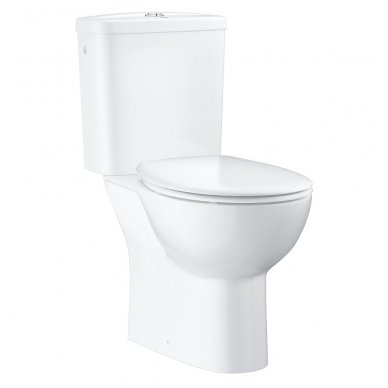 Grohe BauCeramic Rimless pastatomas klozetas su lėtai nusileidžiančiu dangčiu, baltas