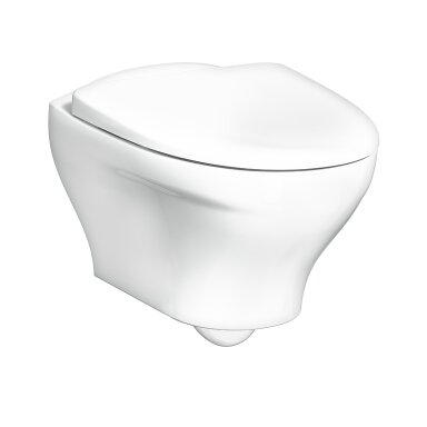 Gustavsberg Estetic Hygienic Flush pakabinamas klozetas su lėtai nusileidžiančiu dangčiu ir "Ceramicplus" danga, baltas