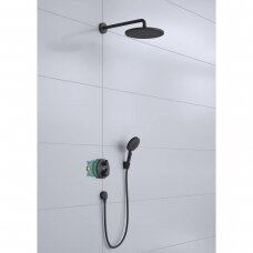 Hansgrohe Croma Ecostat S 280 termostatinė dušo sistema, juoda matinė 27961670