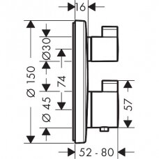 Hansgrohe Ecostat Square potinkinis termostatinis vonios/dušo maišytuvas, blizgus auksas 15714990