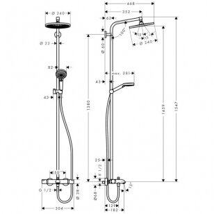 Hansgrohe Crometta S 240 1jet termostatinė vonios/dušo sistema, chromas 27320000