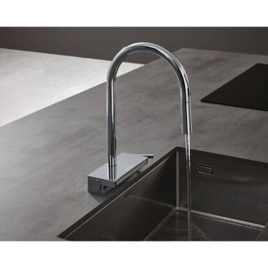Hansgrohe Aquno Select M81 ištraukiamas virtuvinis maišytuvas su dušo funkcija, įvairių spalvų