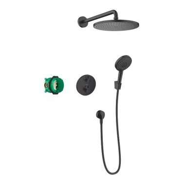 Hansgrohe Croma Ecostat S 280 termostatinė dušo sistema, juoda matinė 27961670 Hansgrohe Croma Ecostat S 280 termostatinė dušo sistema, juoda matinė 27961670