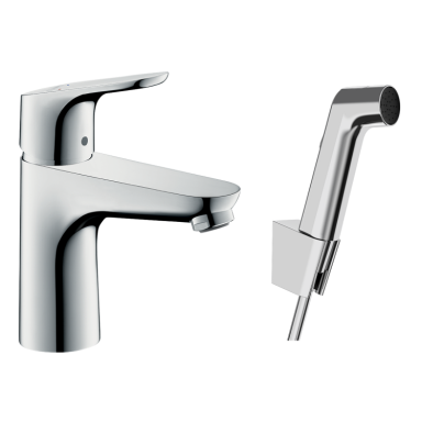 Hansgrohe Focus 100 praustuvo maišytuvas su dušiuku, chromas Hansgrohe Focus 100 praustuvo maišytuvas su dušiuku, chromas