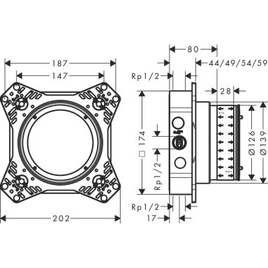 Hansgrohe iBox 2 universali potinkinė dalis, 01500180