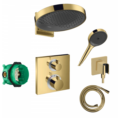 Hansgrohe potinkinė termostatinė dušo sistema, blizgus auksas