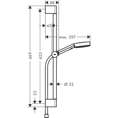 Hansgrohe Pulsify Select S 105 3jet Relaxation EcoSmart dušo komplektas, dušo stovas 65 cm, įvairių spalvų Hansgrohe Pulsify Select S 105 3jet Relaxation EcoSmart dušo komplektas, dušo stovas 65 cm, įvairių spalvų