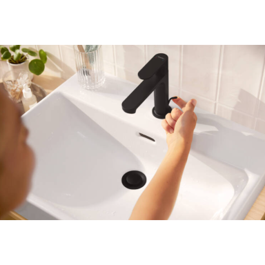 Hansgrohe Rebris S 110 praustuvo maišytuvas su pop-up dugno vožtuvu, juodas matinis 72517670 Hansgrohe Rebris S 110 praustuvo maišytuvas su pop-up dugno vožtuvu, juodas matinis 72517670