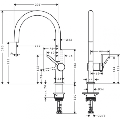 Hansgrohe Talis M54 220 1jet virtuvinis maišytuvas, matinis juodas Hansgrohe Talis M54 220 1jet virtuvinis maišytuvas, matinis juodas