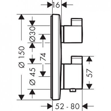 Hansgrohe Ecostat Square potinkinis termostatinis vonios/dušo maišytuvas, blizgus auksas 15714990 1
