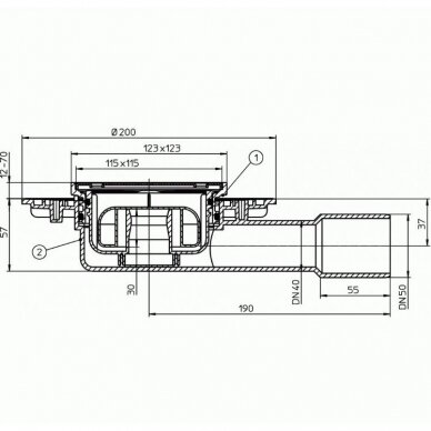 H&L trapas su "Primus" sistema, nerūdijančio plieno grotelės, HL90Pr 1