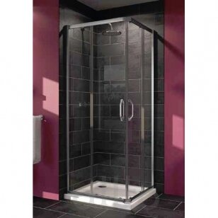Huppe X1 kvadratinė dušo kabina, stumdomos durys, stiklas skaidrus, profilis blizgus, 100 x 100