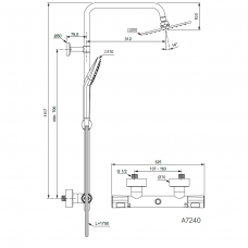 Ideal Standard Ceratherm T100 virštinkinė termostatinė dušo sistema, chromas A7240AA