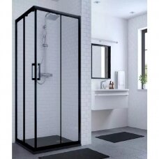 Ideal Standard Connect 2 dušo kabina su stumdomomis durimis, juodas profilis, dydžių pasirinkimas