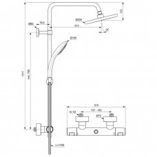 Ideal Standard Idealrain termostatinė dušo sistema, juoda matinė, A7545XG