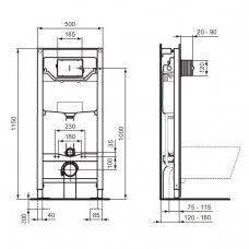 Ideal Standard Potinkinis WC rėmas Prosys 120 M su tvirtinimo elementais ir Oleas M1 klavišu