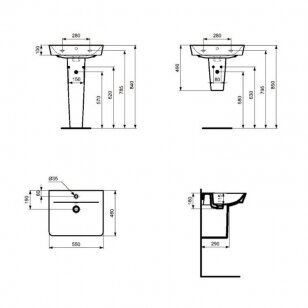 Ideal Standard Connect Air Cube pakabinamas praustuvas, 55 x 46 cm, baltas, E074401