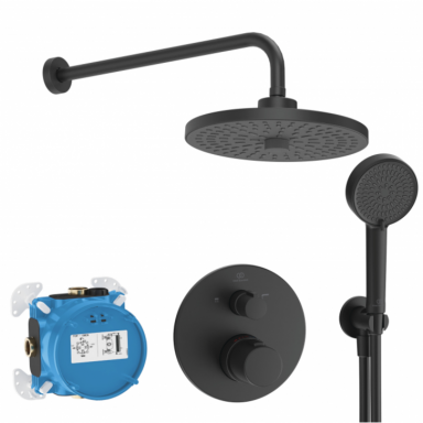 Ideal Standard Ceratherm 100 potinkinė termostatinė dušo sistema, 26 cm dušo galva, juoda matinė A7671XG