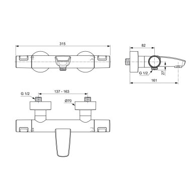 Ideal Standard Ceratherm 25 termostatinis vonios maišytuvas, juodos matinės spalvos, A7544XG Ideal Standard Ceratherm 25 termostatinis vonios maišytuvas, juodos matinės spalvos, A7544XG