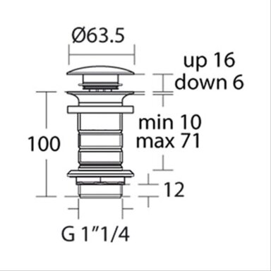 Ideal Standard Click-Clack dugno vožtuvas praustuvui be persipylimo, chromas E1483AA Ideal Standard Click-Clack dugno vožtuvas praustuvui be persipylimo, chromas E1483AA