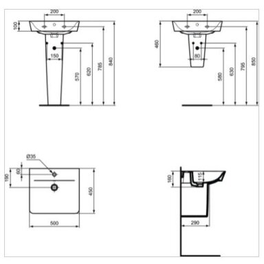 Ideal Standard Connect Air Cube pakabinamas praustuvas, 50 x 45 cm, E074601 Ideal Standard Connect Air Cube pakabinamas praustuvas, 50 x 45 cm, E074601
