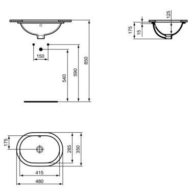 Ideal Standard Connect iš apačios montuojamas praustuvas, 45 x 35cm, baltas, E504601 Ideal Standard Connect iš apačios montuojamas praustuvas, 45 x 35cm, baltas, E504601