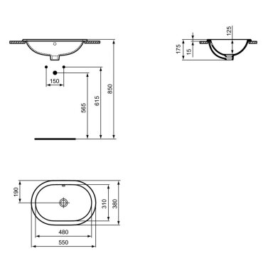 Ideal Standard Connect iš apačios montuojamas praustuvas, 55 x 38cm, baltas, E5048 Ideal Standard Connect iš apačios montuojamas praustuvas, 55 x 38cm, baltas, E5048