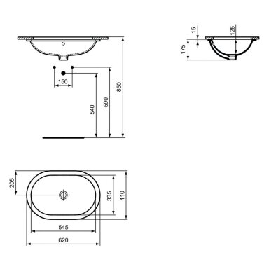 Ideal Standard Connect iš apačios montuojamas praustuvas, 62 x 41cm, baltas, E505001 Ideal Standard Connect iš apačios montuojamas praustuvas, 62 x 41cm, baltas, E505001