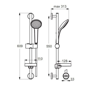 Ideal Standard Idealrain Soft dušo komplektas, chromas B9412AA Ideal Standard Idealrain Soft dušo komplektas, chromas B9412AA