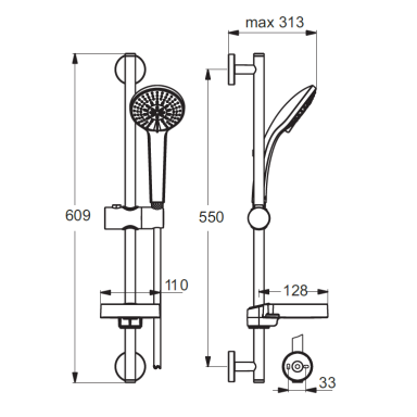 Ideal Standard Idealrain Soft dušo komplektas, chromas B9415AA Ideal Standard Idealrain Soft dušo komplektas, chromas B9415AA