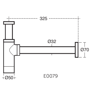 Ideal Standard praustuvo sifonas, chromas E0079AA Ideal Standard praustuvo sifonas, chromas E0079AA