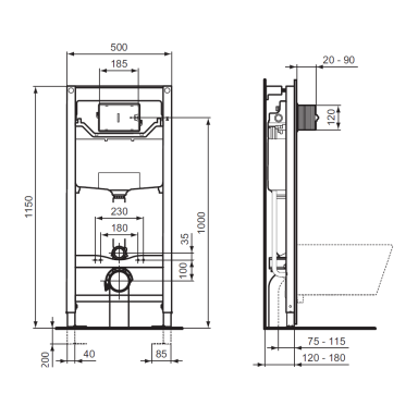 Ideal Standard Prosys 120 M potinkinis WC rėmas su tvirtinimais H115cm, gylis 15 cm R020467 Ideal Standard Prosys 120 M potinkinis WC rėmas su tvirtinimais H115cm, gylis 15 cm R020467