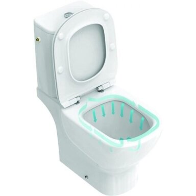 Ideal Standard Tesi Aquablade pastatomas klozetas su lėtai nusileidžiančiu dangčiu, baltas T033601 Ideal Standard Tesi Aquablade pastatomas klozetas su lėtai nusileidžiančiu dangčiu, baltas T033601