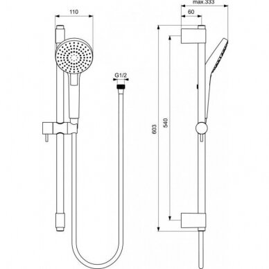 Ideal Standard Ceraflex vonios ir praustuvo maišytuvų komplektas su dušo stovu, chromas, BD001AA 5