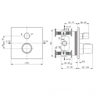 Ideal Standard Ceratherm C100 potinkinis termostatinis dušo/vonios maišytuvas, chromas A7522AA 3