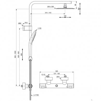 Ideal Standard Ceratherm T100 termostatinė dušo sistema, chromas, A7705AA 4
