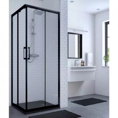 Ideal Standard Connect 2 dušo kabina su stumdomomis durimis 90x90 cm, juodas profilis
