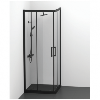 Ideal Standard Connect 2 dušo kabina su stumdomomis durimis 90x90 cm, juodas profilis 1