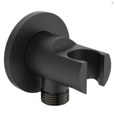 Ideal Standard dušo galvutės laikiklis su vandens išvadu, juodas matinis BC807XG