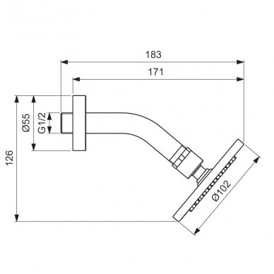 Ideal Standard Idealrain dušo galva su laikikliu 10 cm, chromas B9436AA ...